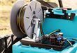 325l marshal q utv sprayer with 30m hose reel - reel and pump view