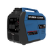 Hyundai HY350QI inverter generator in blue and black, shown at a three-quarter angle on a white background.