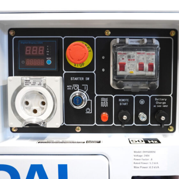 Hyundai DHY6000SE 6.5kVA Diesel Generator - control panel