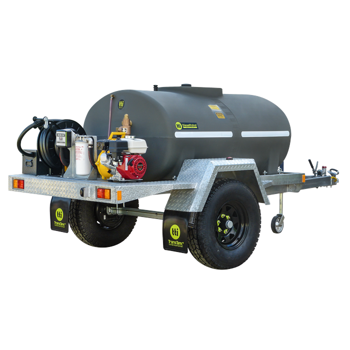 DieselPatrol15 1200L Diesel Fuel Trailer x Honda GX160 Pump Upgrade Angle View