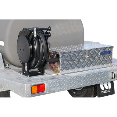 DieselPatrol15 1500L Single Axle Diesel Fuel Trailer x Hose Reel and Toolbox Close Up