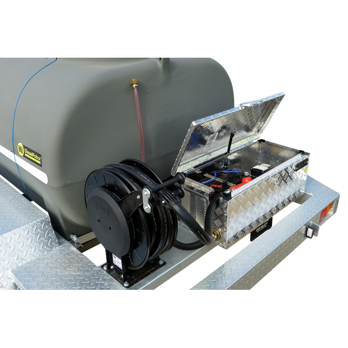 DieselPatrol15 2000L Dual Axle Diesel Fuel Trailer x Hose Reel and Toolbox Close Up