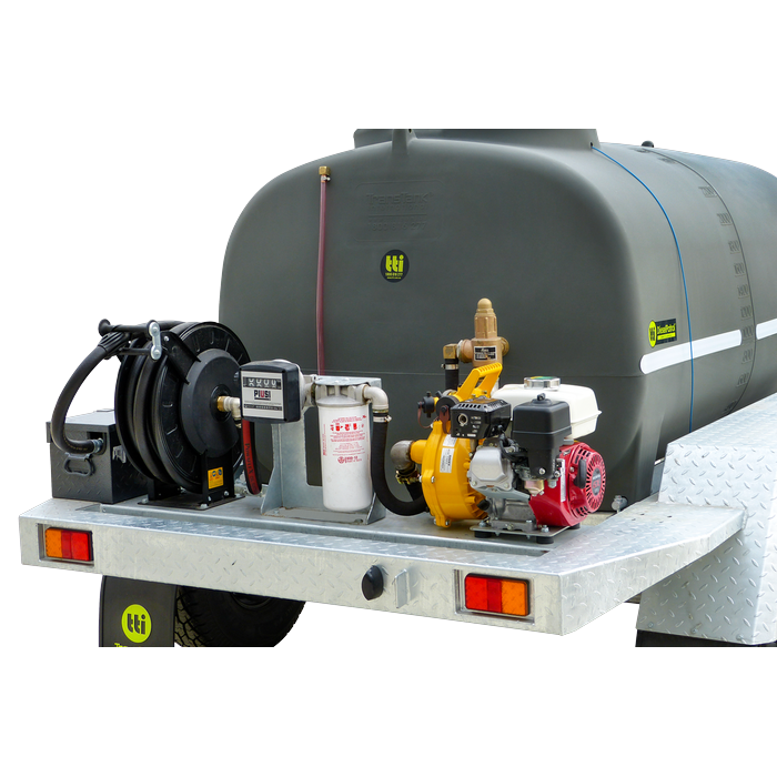 DieselPatrol15 2400L Dual Axle Diesel Fuel Trailer x Honda GX160 Pump Close Up