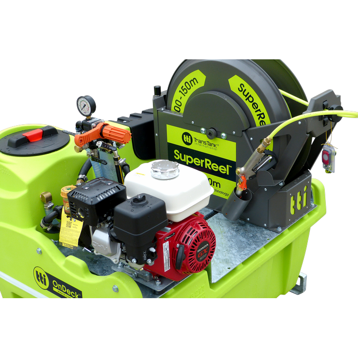 Honda GX200 engine and 100m SuperReel on OnDeck 300L UTV sprayer