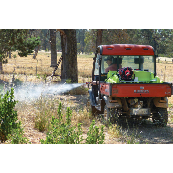 Spraying weeds from a Kubota UTV with the OnDeck 300L GX35 sprayer
