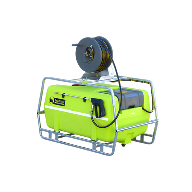 ReelStrike 200L 12v spot weed sprayer with 30m hose reel on galvanised frame
