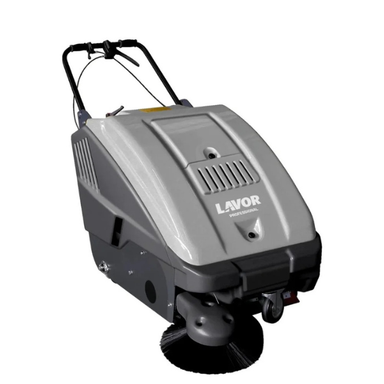 Gray floor cleaning machine with 'Lavor' branding on a white background