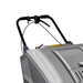Close-up of a lawn mower on a white background