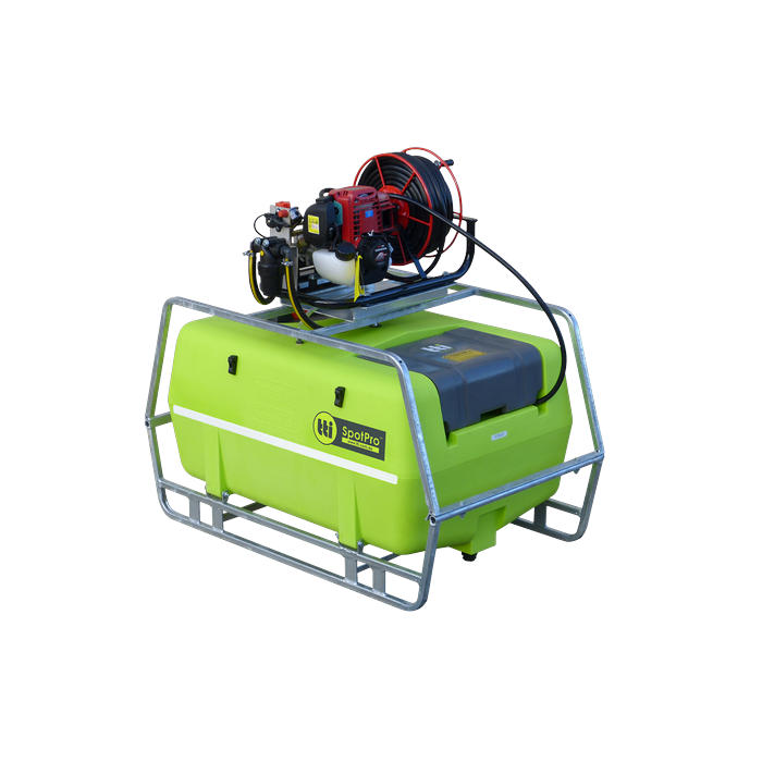 SpotPro Deluxe 200L ute spray unit rear angle view of galvanised steel frame