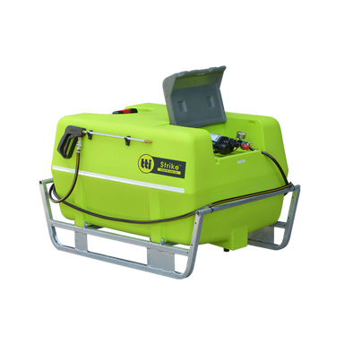 Strike 400L 12v spot sprayer with spray gun, hose and pump cover open