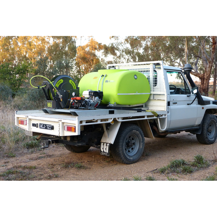 SuperReel 1000L Single Reel Slip On Field Sprayer mounted on ute tray