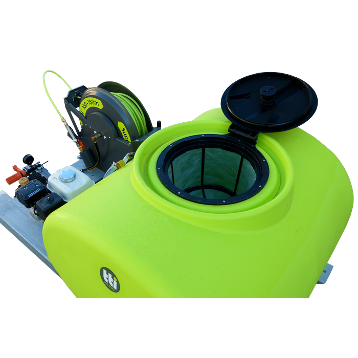 SuperReel 1000L Single Reel Slip On Field Sprayer tank lid and filter view