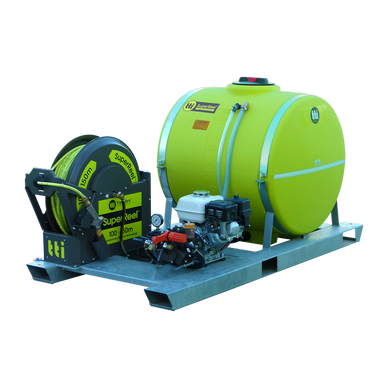 SuperReel 400L Short Single Reel Slip On Field Sprayer engine and pump side view