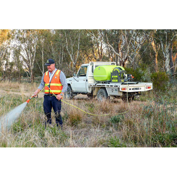 SuperReel 500L Single Reel Slip On Field Sprayer operator spraying