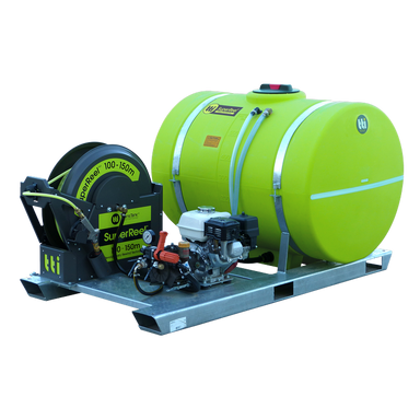 SuperReel 600L Short Single Reel Slip On Field Sprayer engine and pump side view