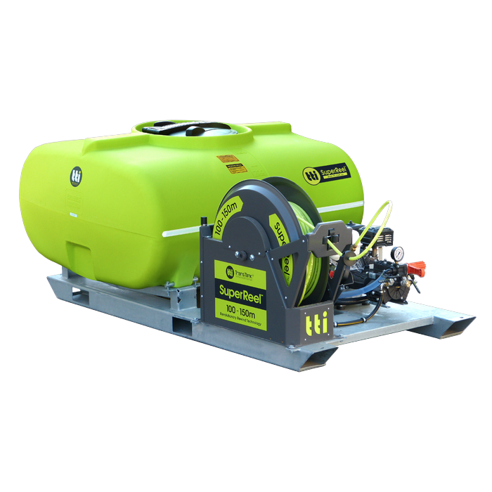 SuperReel 800L Single Reel Slip On Field Sprayer side view
