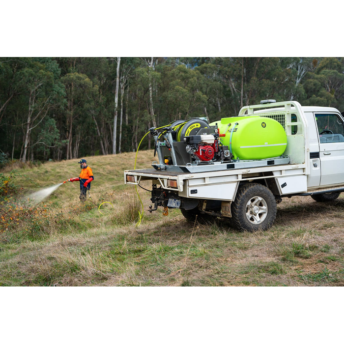 SuperReel M-Series 1200L weed spray unit mounted on a ute tray