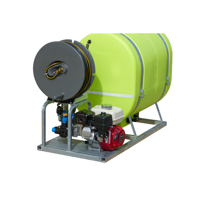 Hose reel and Honda GX200 engine on TopCrop 300L slip on sprayer