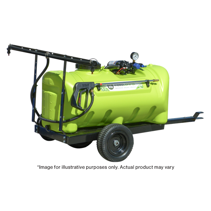 WeedControl 95L spot weed sprayer on a tow behind trailer with a boom